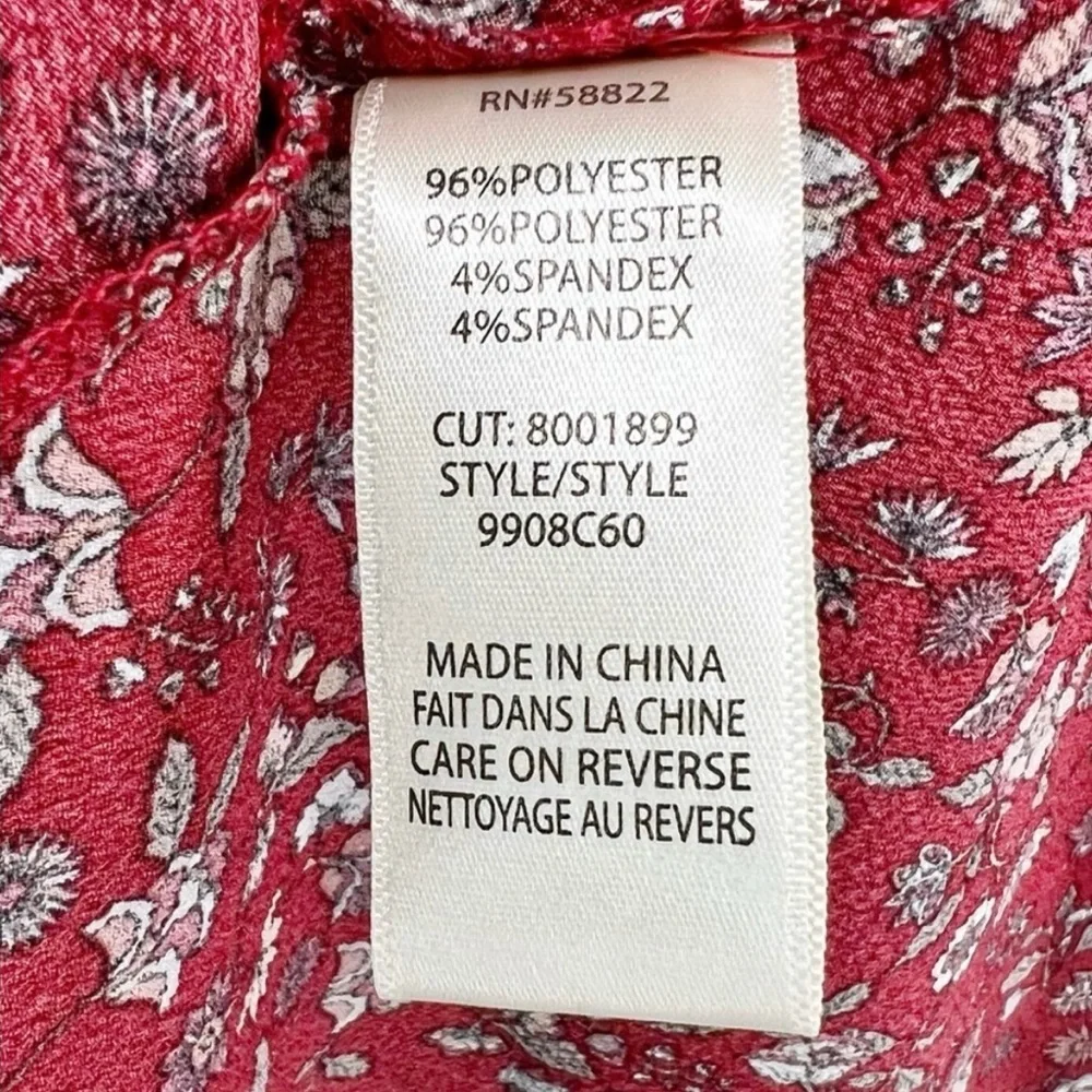 NWT Max Studio Balloon Sleeve Red Floral Wrap Dress Size S - Picture 9 of 9